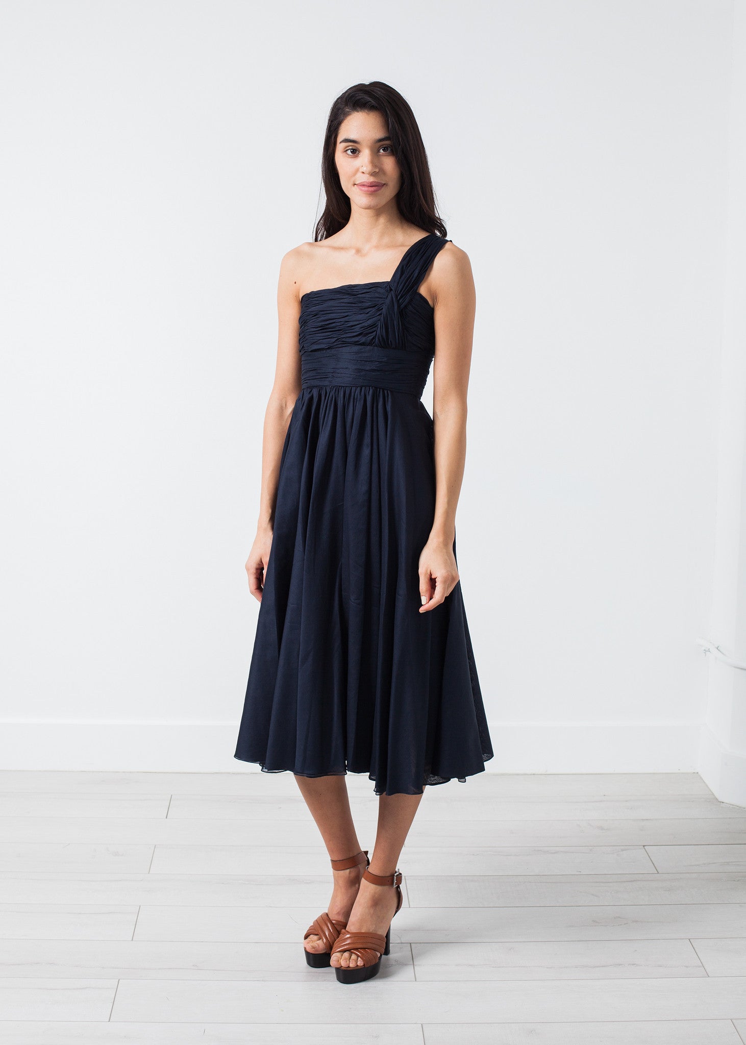 One Shoulder Dress in Navy