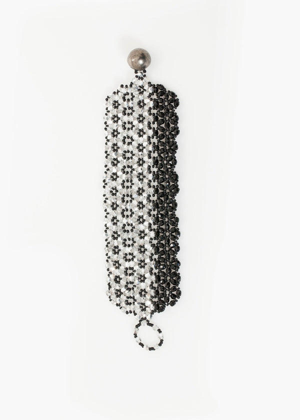 Lattice Bead Cuff in Silver/Black